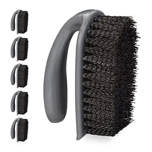 Produktbild: Relaxdays Scheuerbürste 6er Set, harte Borsten, mit Griff, Putzbürste Bad, Küche, Teppich, Schuhbürste, Kunststoff, grau, 1 Stück