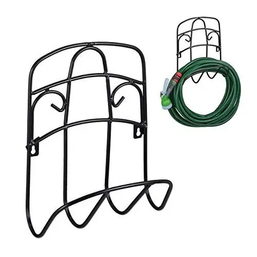 Produktbild: Relaxdays Schlauchhalter Wand, für 38 m 5/8'' Schlauch, Gartenschlauchhalterung, Metall Wasserschlauchhalter, schwarz