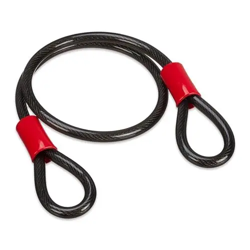 Produktbild: Relaxdays Schlaufenkabel 1 m, ummanteltes Stahlseil mit Ösen, Ø 12 mm, Sicherung Fahrrad, Motorrad, Gartenmöbel, schwarz