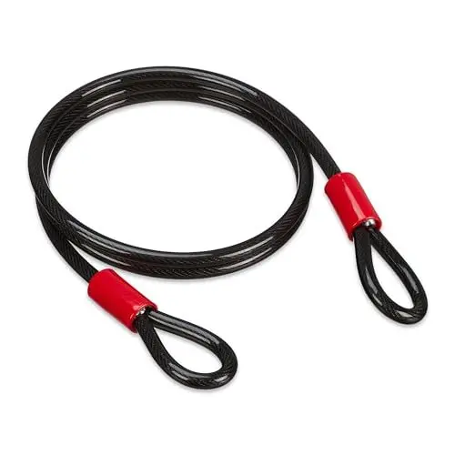 Produktbild: Relaxdays Schlaufenkabel 2 m, ummanteltes Stahlseil mit Ösen, Ø 12 mm, Sicherung Fahrrad, Motorrad, Gartenmöbel, schwarz