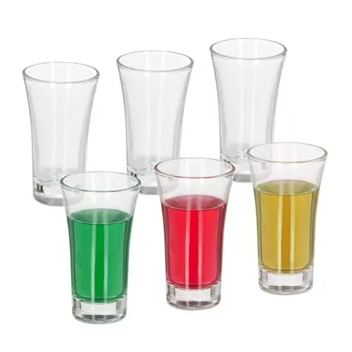 Produktbild: Relaxdays Schnapsgläser 6er Set, hohe Shotgläser mit dickem Boden, je 6 cl, spülmaschinenfest, Likörgläser, transparent