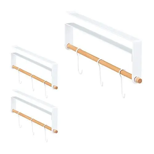 Produktbild: Relaxdays Schrankeinsatz Kleiderschrank, zum Einhängen, 3 Haken, platzsparend, Hängeleiste HxBxT 13x2x30 cm, weiß/natur