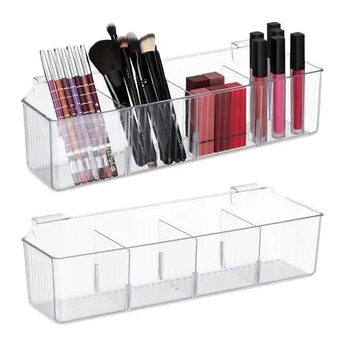 Produktbild: Relaxdays Schranktür Organizer, 2er Set, Einhängekorb für Küche & Bad, HxBxT: 10 x 38 x 12,5 cm, Kunststoff, transparent