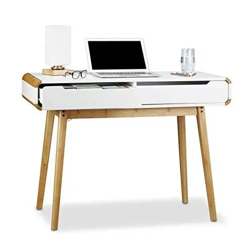Produktbild: Relaxdays Schreibtisch mit Schubladen, Nordisches Design Schminktisch, Kinderschreibtisch HxBxT: 73 x 100 x 45 cm, weiß