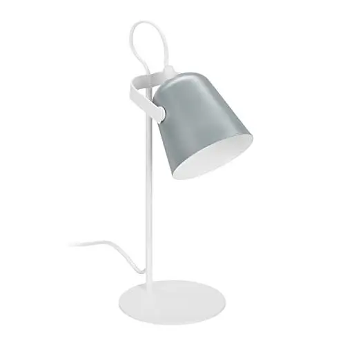 Produktbild: Relaxdays Schreibtischlampe, Metall Tischlampe, schwenkbarer Schirm, HxD: 39 x 15 cm, Nachttischlampe, E14, weiß/grau, 38.5 x 15 x 15 cm