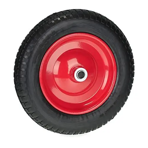 Produktbild: Relaxdays Schubkarrenrad 3.00-8, aus Vollgummi, Stahlfelge, Ersatzrad Schubkarre, pannensicher, 80 kg, schwarz/rot
