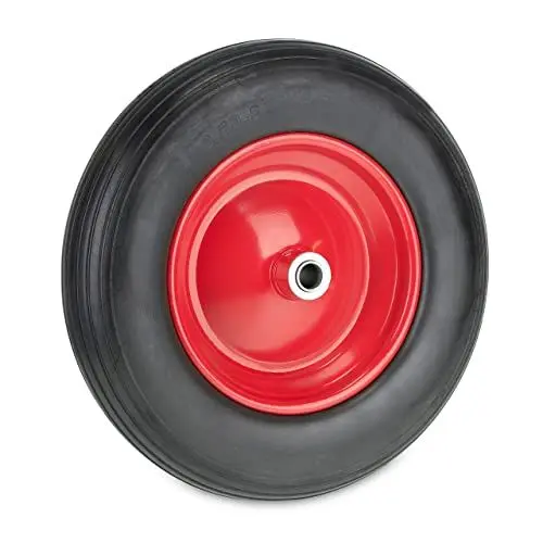 Produktbild: Relaxdays Schubkarrenrad 3.50-8, Vollgummirad mit Stahlfelge, pannensicher, bis 100kg, Ersatzrad Schubkarre, schwarz/rot