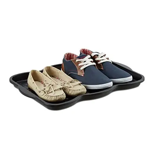 Produktbild: Relaxdays Schuhabtropfschale klein, Kunststoff Schuhablage f. 4 Schuhe, Profil Schmutzfang HBT: 3 x 50 x 38 cm, schwarz, 1 Stück
