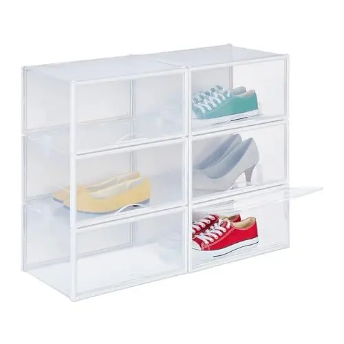 Produktbild: Relaxdays Schuhboxen 6er Set, Schuhorganizer, sicher stapeln mit Verbindungsstücken, für Schuhe bis Gr. 48, transparent