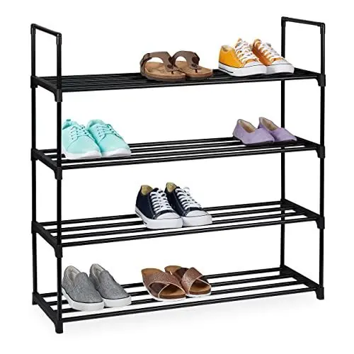 Produktbild: Relaxdays Schuhregal Stecksystem, 4 Ebenen, für 16 Paar Schuhe, HBT: 91,5 x 90,5 x 30,5 cm, Schuhständer Metall, schwarz, 10036199_349