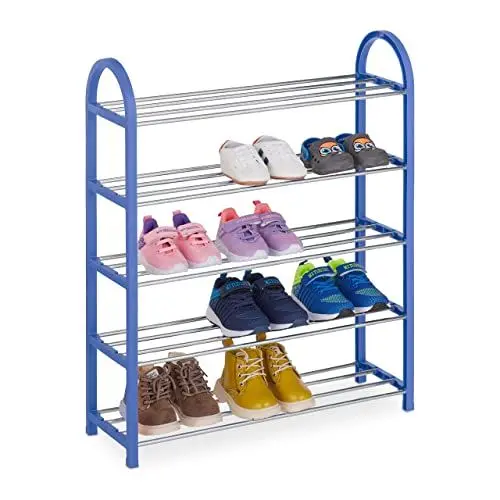 Produktbild: Relaxdays Schuhregal für Kinder, 15 Paar Kinderschuhe, bis Größe 30, offen, platzsparend, leicht, Schuhablage, blau