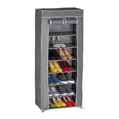 Produktbild: Relaxdays Schuhschrank Stoff, 8 Fächer, 24 Paar Schuhe, abnehmbarer Bezug, Schuhregal, HxBxT 140 x 60 x 30 cm, anthrazit