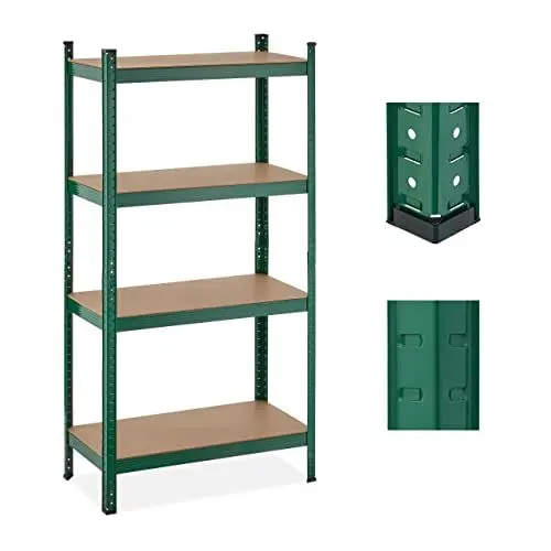 Produktbild: Relaxdays Schwerlastregal, 4 Ebenen, HBT 156 x 80 x 40 cm, 280 kg Tragkraft, Metall, Lagerregal für Keller, Garage, grün