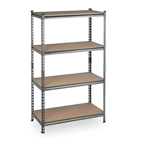 Produktbild: Relaxdays Schwerlastregal, 4 Ebenen, Traglast 1440 kg, Kellerregal zum Stecken, HBT: 153 x 91 x 46 cm, Stahl & MDF, grau