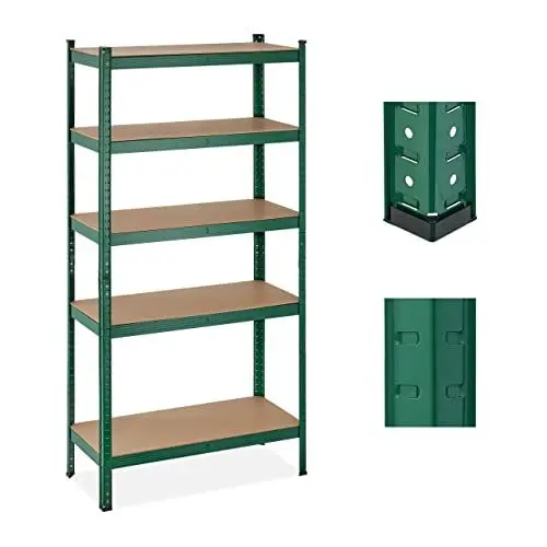Produktbild: Relaxdays Schwerlastregal, 5 Ebenen, HBT 180 x 90 x 40 cm, 875 kg Tragkraft, Metall, Lagerregal für Keller, Garage, grün