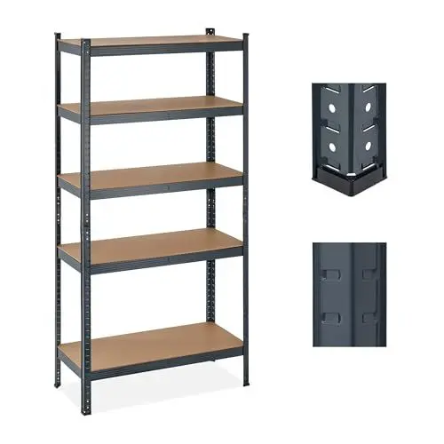 Produktbild: Relaxdays Schwerlastregal, 5 Ebenen, HBT 180x90x40 cm, 875 kg Tragkraft, Metall, Lagerregal Keller & Garage, anthrazit