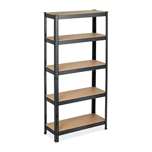 Produktbild: Relaxdays Schwerlastregal, HBT: 150 x 75 x 30 cm, Traglast: 875 kg, 5 Böden, zum Stecken, Keller, Garage, Stahl, schwarz