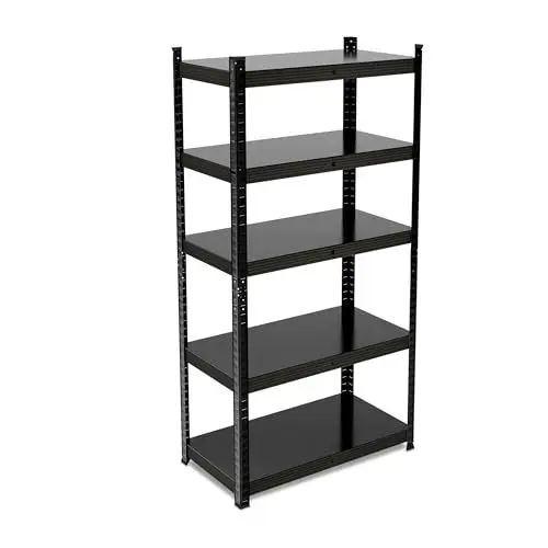 Produktbild: Relaxdays Schwerlastregal, HBT: 150x75x30 cm, 875 kg, Stahl, 5 Ebenen, Lagerregal, Keller, Garage, zum Stecken, schwarz