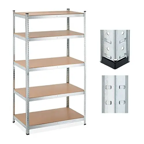 Produktbild: Relaxdays Schwerlastregal, HBT: 180x100x60 cm, Traglast: 1250 kg, 5 Böden, zum Stecken, Keller, Garage, Stahl, Silber