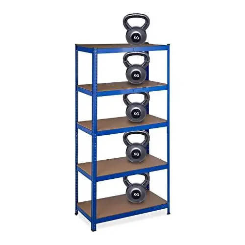 Produktbild: Relaxdays Schwerlastregal, HBT: 180x90x45 cm, bis 1325kg, 5 Ebenen, Lagerregal Speisekammer, Keller, Garage, Stahl, blau