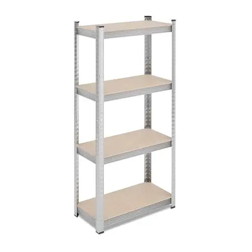 Produktbild: Relaxdays Schwerlastregal, HxBxT: 138x60x30 cm, 200 kg, Stahl, 4 Ebenen, Lagerregal, Keller, Garage, zum Stecken, Silber