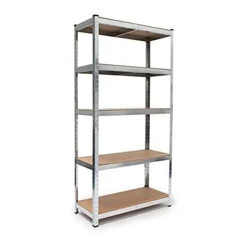 Produktbild: Relaxdays Schwerlastregal, HxBxT: 180 x 90 x 40 cm, verzinkter Stahl, Traglast 875 kg, Stecksystem, mit Werkbank, silber