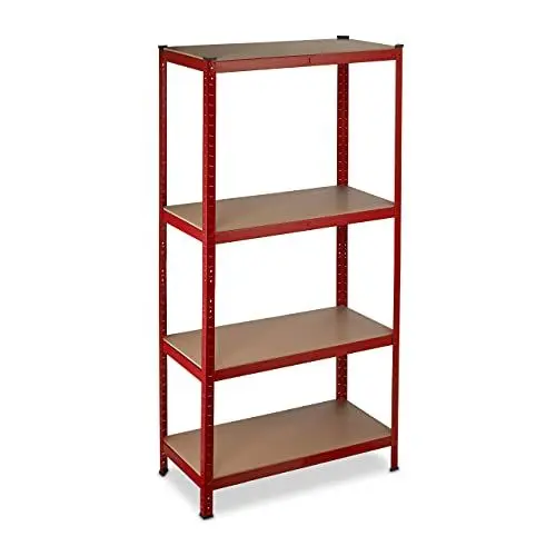 Produktbild: Relaxdays Schwerlastregal, Traglast 700 kg, 150x70x30 cm, 4 Böden, zum Stecken, Stahl, Lagerregal Keller, Garage, rot