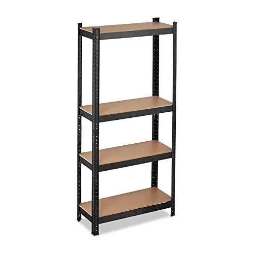 Produktbild: Relaxdays Schwerlastregal, Traglast 700kg, 150x70x30 cm, 4 Böden, zum Stecken, Stahl, Lagerregal Keller, Garage, schwarz