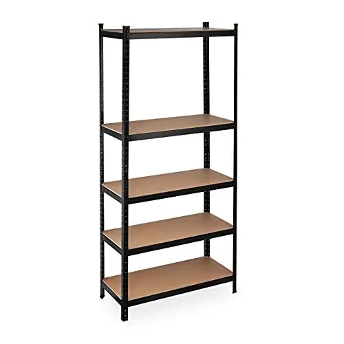 Produktbild: Relaxdays Schwerlastregal XL, Traglast 1325 kg, 220x100x45 cm, 5 Böden, zum Stecken, Stahl, für Keller & Garage, schwarz