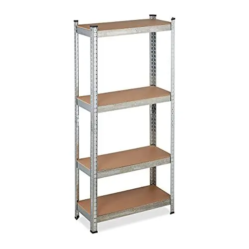Produktbild: Relaxdays Schwerlastregal verzinkt, Traglast 700kg, 150x70x30 cm, 4 Böden, zum Stecken, Stahl, Lagerregal Keller, silber