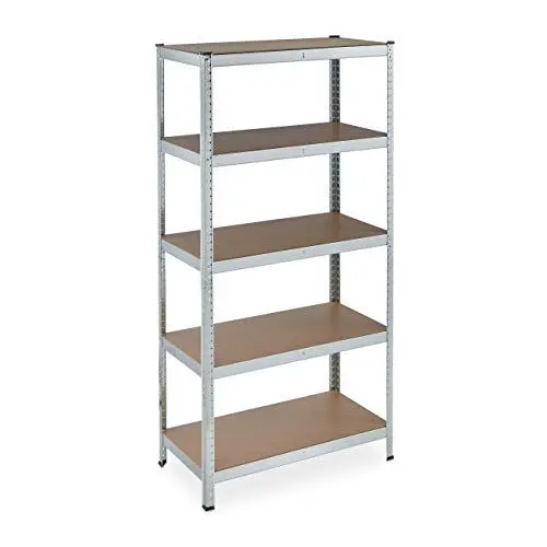 Produktbild: Relaxdays Schwerlastregal verzinkt, Traglast 875kg, 180x90x45 cm, 5 Böden, zum Stecken, Stahl, Lagerregal Keller, Silber