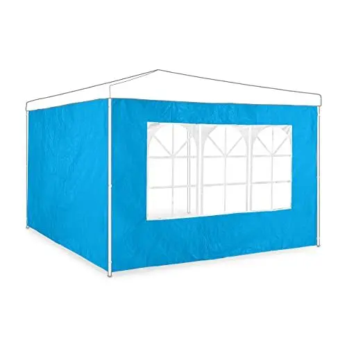 Produktbild: Relaxdays Seitenteile für Pavillon, 2er Set, 2x3 m, Pavillonwand mit Fenster, wasserdicht, hellblau