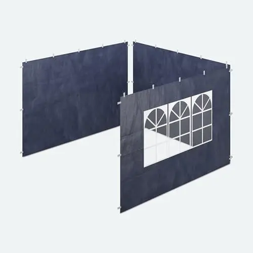 Produktbild: Relaxdays Seitenteile für Pavillon, 3er Set, 2x3 m, wasserdicht, Seitenwände mit Klettverschluss, PE, mit Fenster, blau