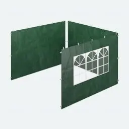 Produktbild: Relaxdays Seitenteile für Pavillon, 3er Set, 2x3 m, wasserdicht, Seitenwände mit Klettverschluss, PE, mit Fenster, grün