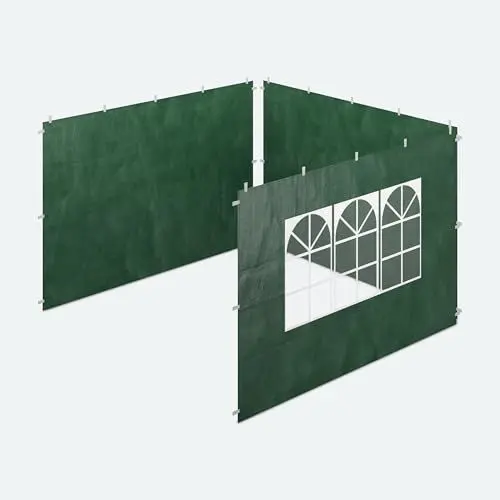 Produktbild: Relaxdays Seitenteile für Pavillon, 3er Set, 2x3 m, wasserdicht, Seitenwände mit Klettverschluss, PE, mit Fenster, grün