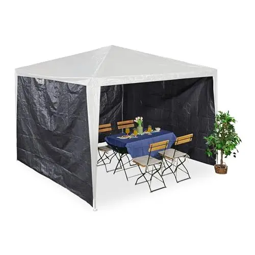 Produktbild: Relaxdays Seitenteile für Pavillon, 3er Set, 2x3 m, wasserdicht, Seitenwände mit Klettverschluss, PE, ohne Fenster, grau