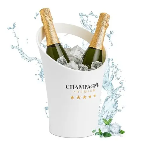 Produktbild: Relaxdays Sektkühler, Flaschenkühler, 2 Flaschen, Getränke kühlen, Champagnerkühler HxBxT: 29,5 x 21,5 x 23,5 cm, weiß