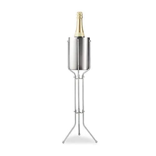 Produktbild: Relaxdays Sektständer aus Edelstahl, klappbar, Ständer für Sektkühler, Wein Zubehör, Bucket Stand, 76 cm groß, silber