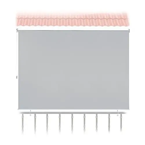 Produktbild: Relaxdays Senkrechtmarkise, 140 x 180 cm, Außenrollo für Balkon, Terrasse & Garten, wetterfest, Sonnenschutzrollo, grau