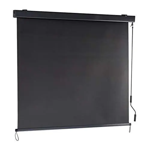 Produktbild: Relaxdays Senkrechtmarkise, 250 x 160 cm, Sonnen- und Sichtschutz, Balkon und Terrasse, Außenrollo mit Kurbel, anthrazit