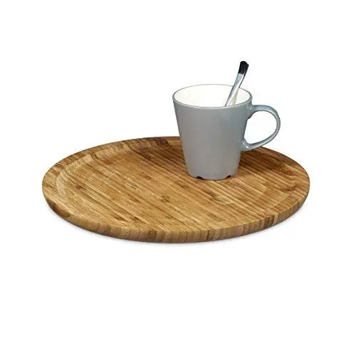 Produktbild: Relaxdays Servierplatte Bambus rund D ca. 33 cm Bambusteller zum Anrichten als Servierteller und Serviertablett für Wurst Käse uvm. nutzbar Snacktablett auch als Dekoteller, natur, 33 x 33 x 2.5 cm