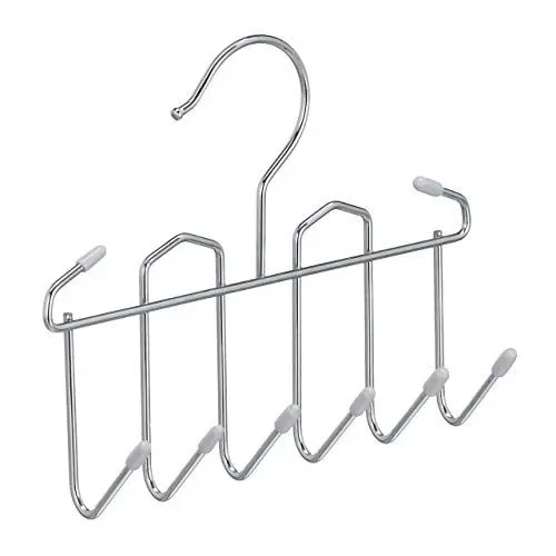 Produktbild: Relaxdays Gürtelhalter, Metall, 8 Haken für Accessoires, Gürtelbügel platzsparend, Krawattenhalter, für Schrank, Silber