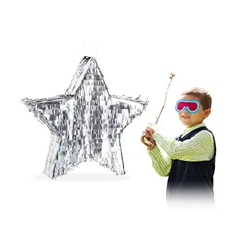 Produktbild: Relaxdays, Silber Pinata Stern, zum Aufhängen, für Kinder, Mädchen & Jungen, zum selbst Befüllen, aus Papier, Piñata