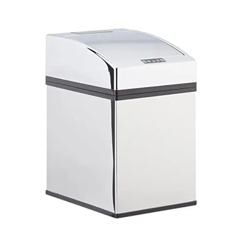 Produktbild: Relaxdays, Silber Sensor Mülleimer Edelstahl, mit Automatikdeckel, Inneneimer, hygienisch, 5 L, HxBxT: 25 x 15 x 20 cm, 5 Liter