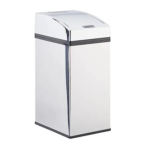 Produktbild: Relaxdays, Silber Sensor Mülleimer Edelstahl, mit Automatikdeckel, Inneneimer, hygienisch, 7 L, HxBxT: 35 x 15 x 20 cm, 7 Liter