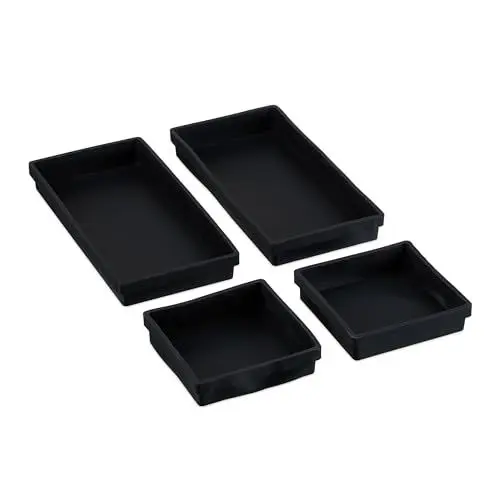 Produktbild: Relaxdays Silikon Backform, 4er Set, spülmaschinenfest, rechteckige Kuchenform, 2 Größen, 12x12 cm & 25x12,5 cm, schwarz