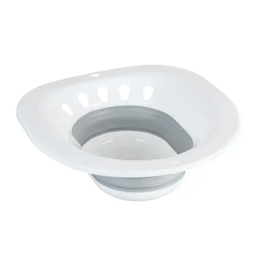 Produktbild: Relaxdays Sitzbad für Toilette, faltbar, Sitzbadewanne HBT: 12x36x39 cm, Einsatzbidet Intimpflege, Kunststoff, weiß/grau