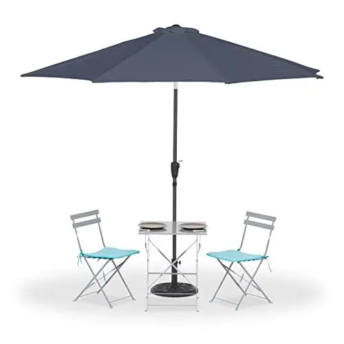 Produktbild: Relaxdays Sonnenschirm, Ø 300 cm, knickbar, mit Kurbel & Schutzhülle, runder Gartenschirm, Balkon, Terrasse, anthrazit