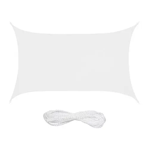 Produktbild: Relaxdays Sonnensegel, 2 x 3 m, wasserabweisend, Polyester, Spannseile, Segeltuch rechteckig, Garten, Balkon, weiß