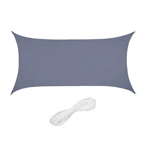 Produktbild: Relaxdays Sonnensegel, 2 x 4 m, wasserabweisend, Polyester, Spannseile, Segeltuch rechteckig, Garten, Balkon, dunkelgrau